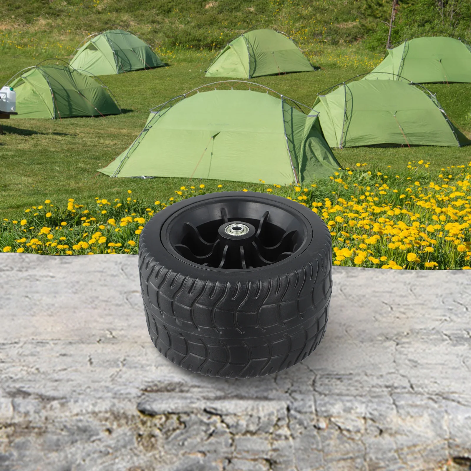 

Rubber and Plastic Wagon Wheel Designed for Camping Carts with a Tire Diameter of 6 7 Inches and High Load Capacity