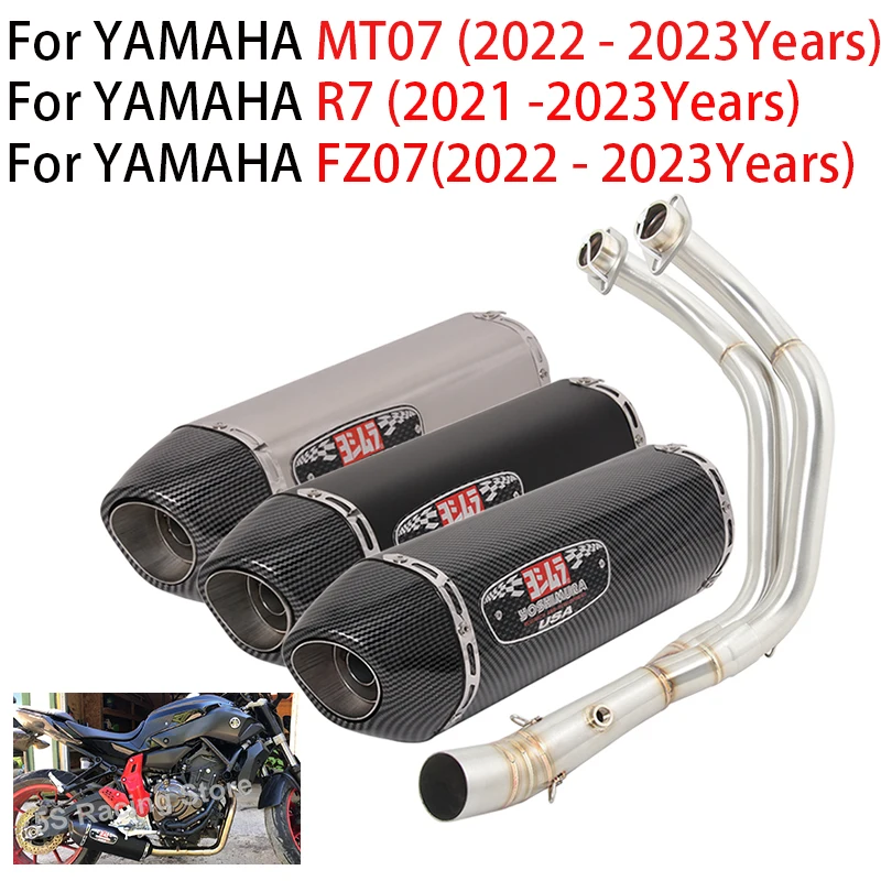 

Выхлопные трубы для мотоцикла Yoshimura, для YAMAHA R7 MT07 FZ07 MT FZ 07 2021-2023, Полный выпуск системы, модификация глушителя, передняя звеньевая труба дБ