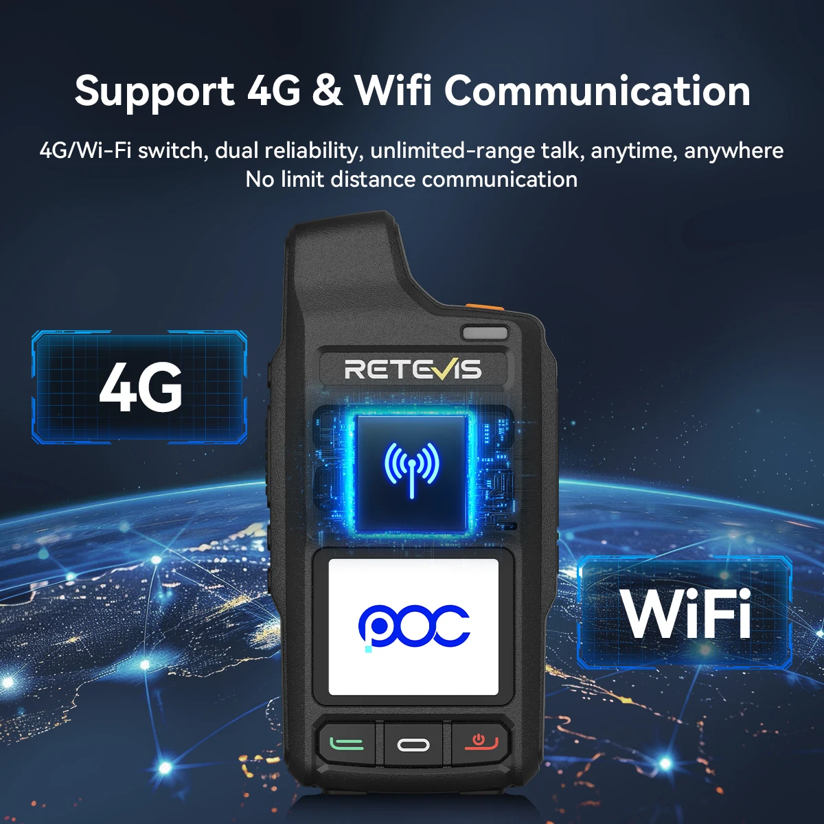 Retevis L71 4G Global Network Walkie Talkie Bluetooth GPS POC Radio Type-C Wifi Two-way Radio Support Zello for Camping Hiking