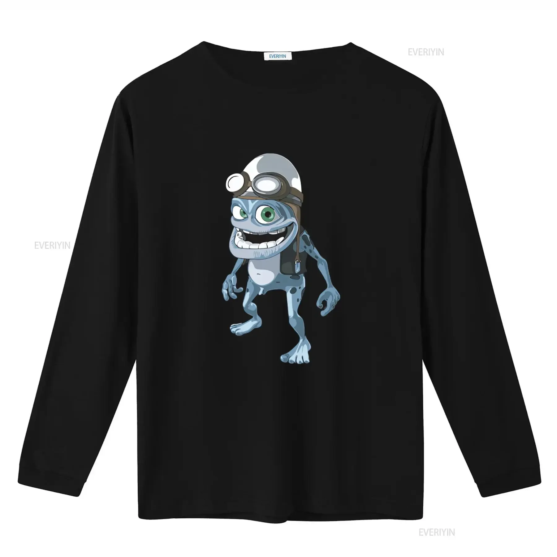 Men's Crazy Frog Print T Shirt Ideal Birthday Present Black Style Cotton Material Unique Design for  vintage Washed homme