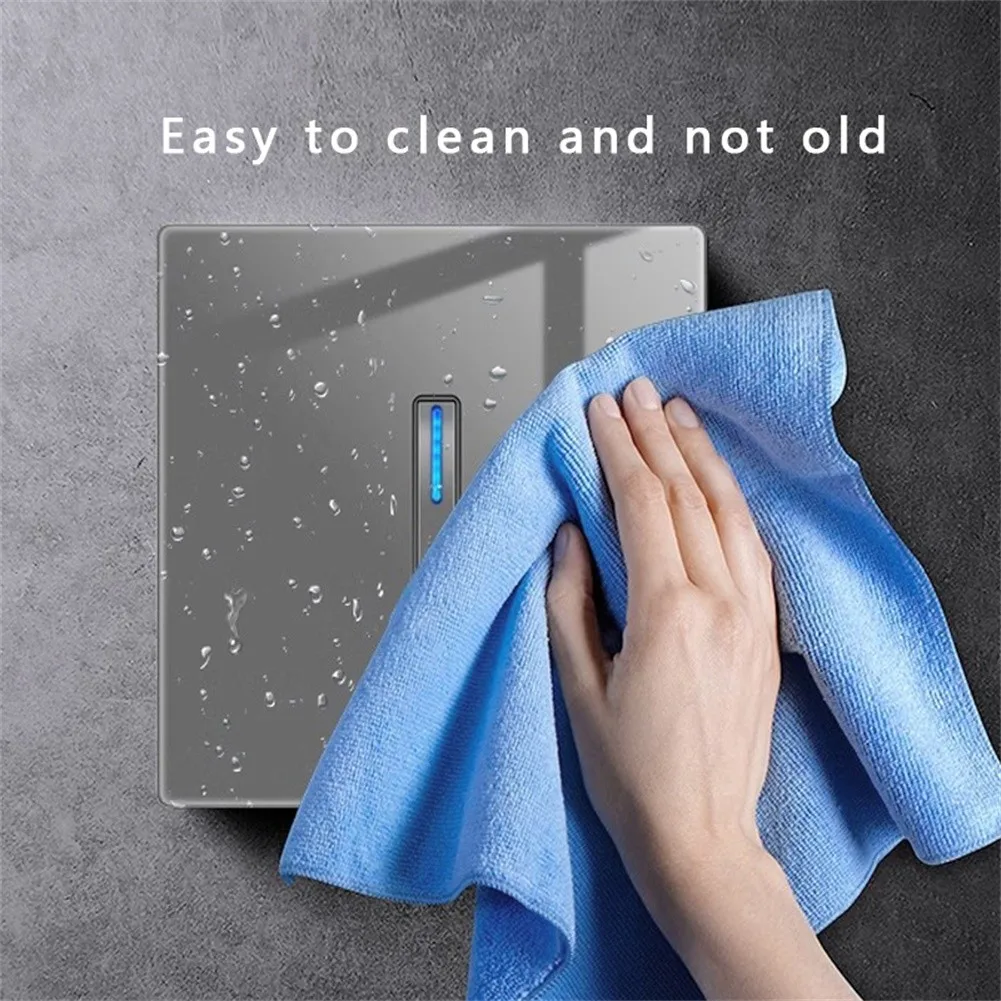 

Панель переключателя настенного освещения 10А, 250 В, светодиодный индикатор и функция самосброса, закаленное стекло для простого обслуживания