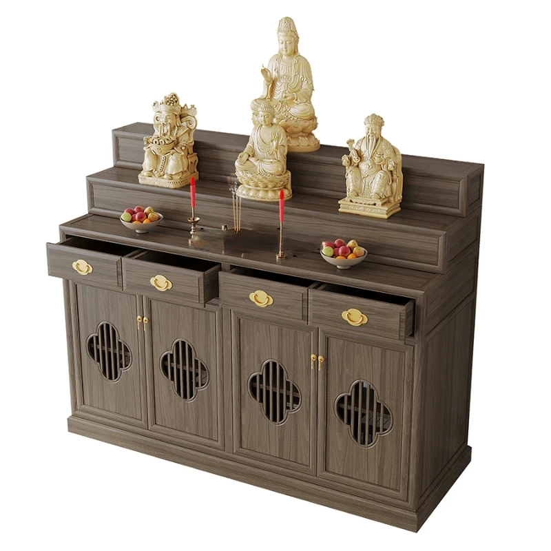 

Household Solid Wood Prayer Altar Table Table Guanyin God of Wealth Buddha Shrine God Cabinet AncestorAltar