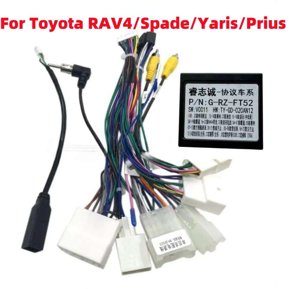 Canbus Box RZ-FT52 for Toyota Corolla/Camry/CHR /RAV4/Spade/Yaris/Prius with Wiring Harness Power Cable Android 2 Din Car Radio