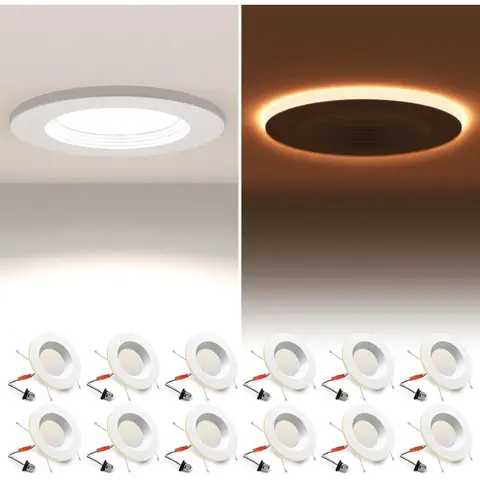 5/6 Inch LED Recessed Lights 12 Pack Dimmable Downlight 12W 75W Equivalent 1200LM 5CCT Selectable 2700K to 6000K ETL Energy