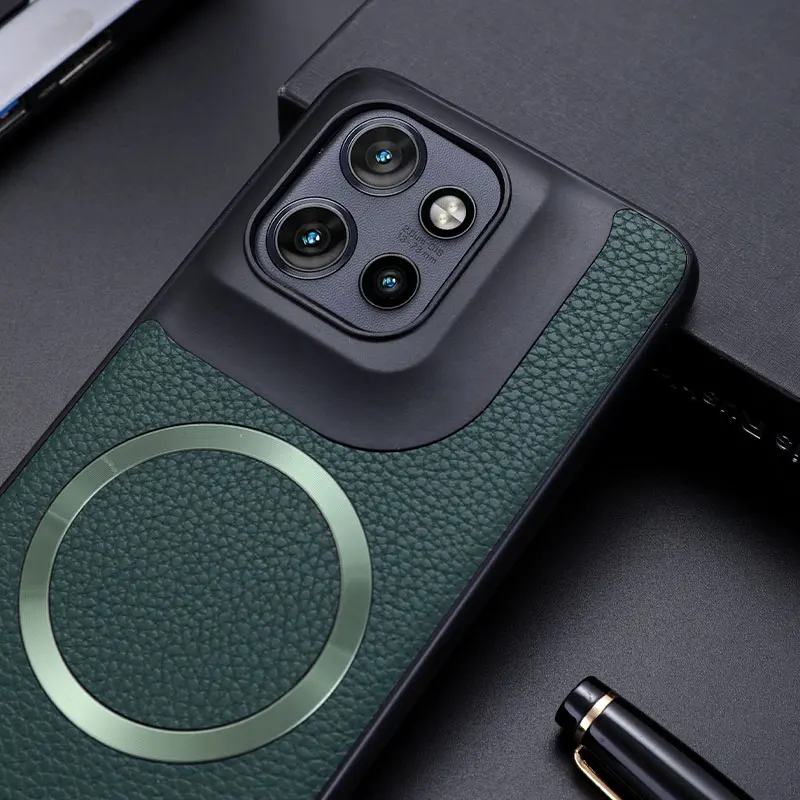 For Motorola Moto Edge 50 Neo,Edge 50 Case Magnetic PU Leather Lichee Pattern +PC Anti-slip Ultra Thin Cover for MOTO Edge50