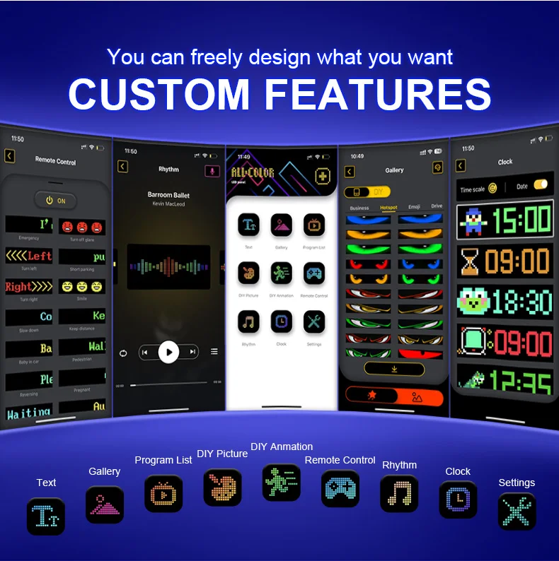1/2 Stück Teufelsaugen-Licht USB-betriebenes LED-Matrix-Panel DIY Programmierbares Flexibles LED-Display mit App-Steuerung für Auto-Windschutzscheiben – Detail 8