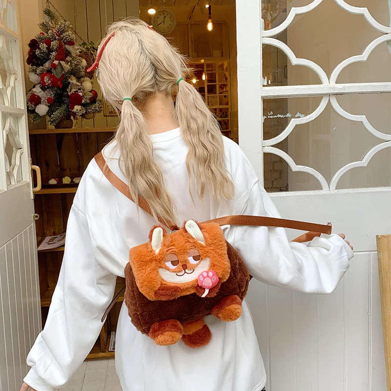 MINISO Zootopia دمية حقيبة كروسبودي لطيف الكرتون جودي نيك سعة كبيرة حقيبة ظهر رائعة حقائب ركاب هدايا الموضة غير رسمية