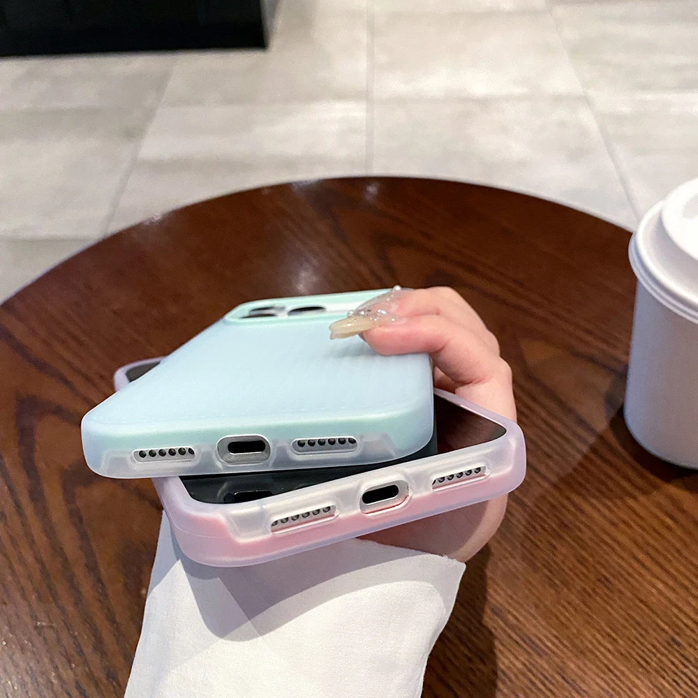 Stripe Corrugated Pattern Matte Translucent Phone Case For iPhone 18 17 16E 15 14 13 12 Pro Max Frosted Shockproof Armor Cover