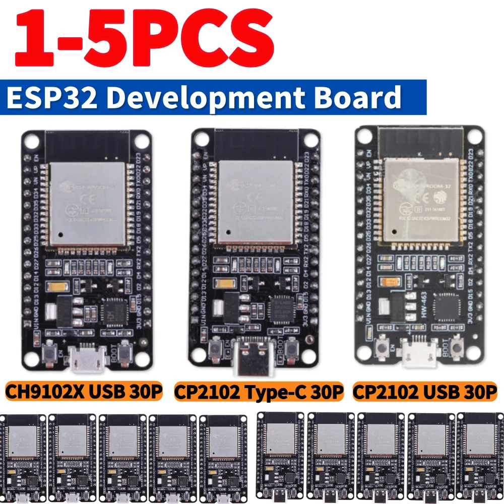 

1-5 шт. плата разработки ESP32 TYPE-C/MICRO USB WiFi + Bluetooth со сверхнизким энергопотреблением, двухъядерный процессор CP2102, 30-контактный Micro Type-C