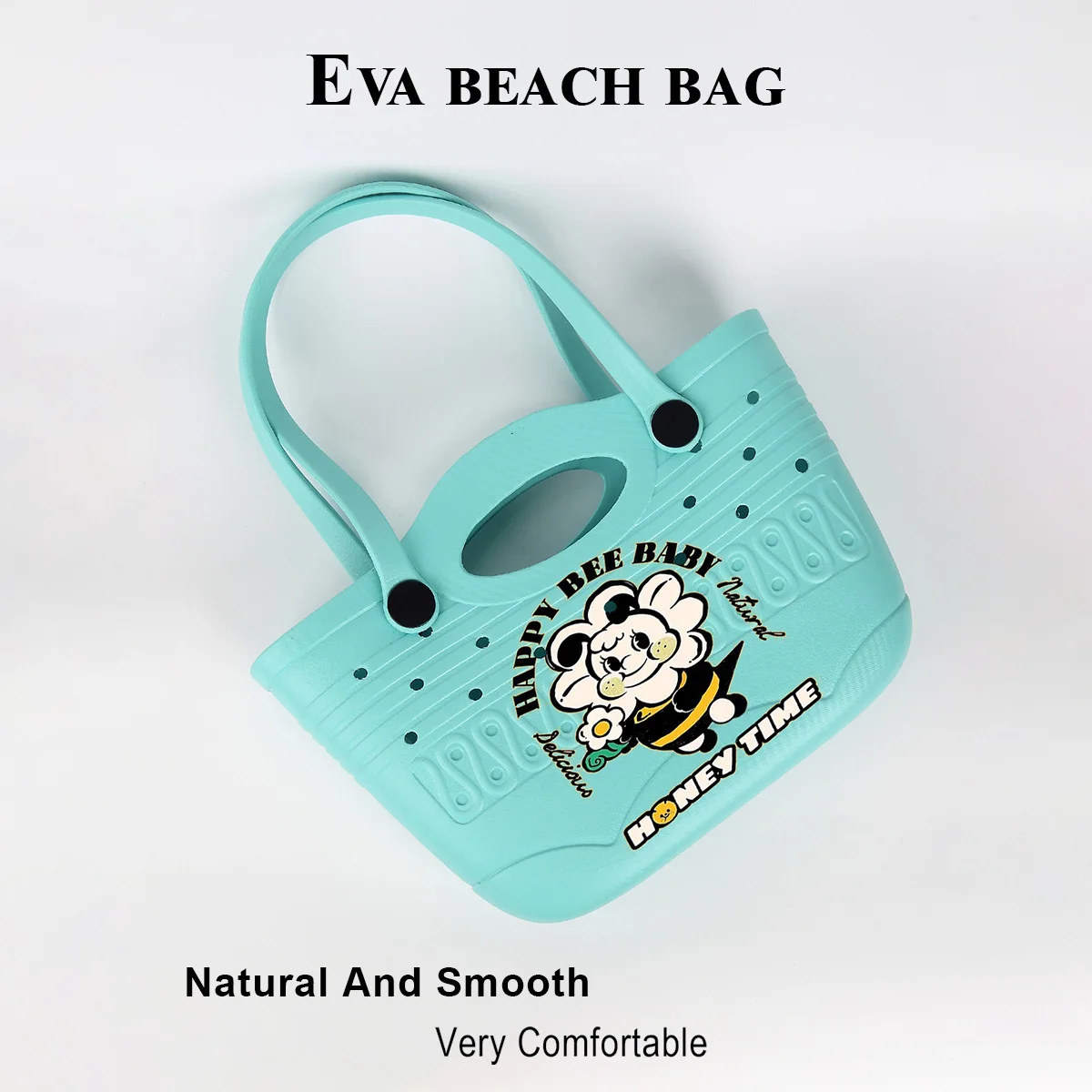1 Fashionable Cartoon-Printed Eva Beach Bag, Waterproof and Durable, Suitable for Use at the Beach and Seaside, with a Large Capacity to Hold Items Such as Mobile Phones, Books, Swimsuits, Etc., Suitable for Travel, Vacation, Daily Shopping, and Commuting, and Is Versatile for All Seasons