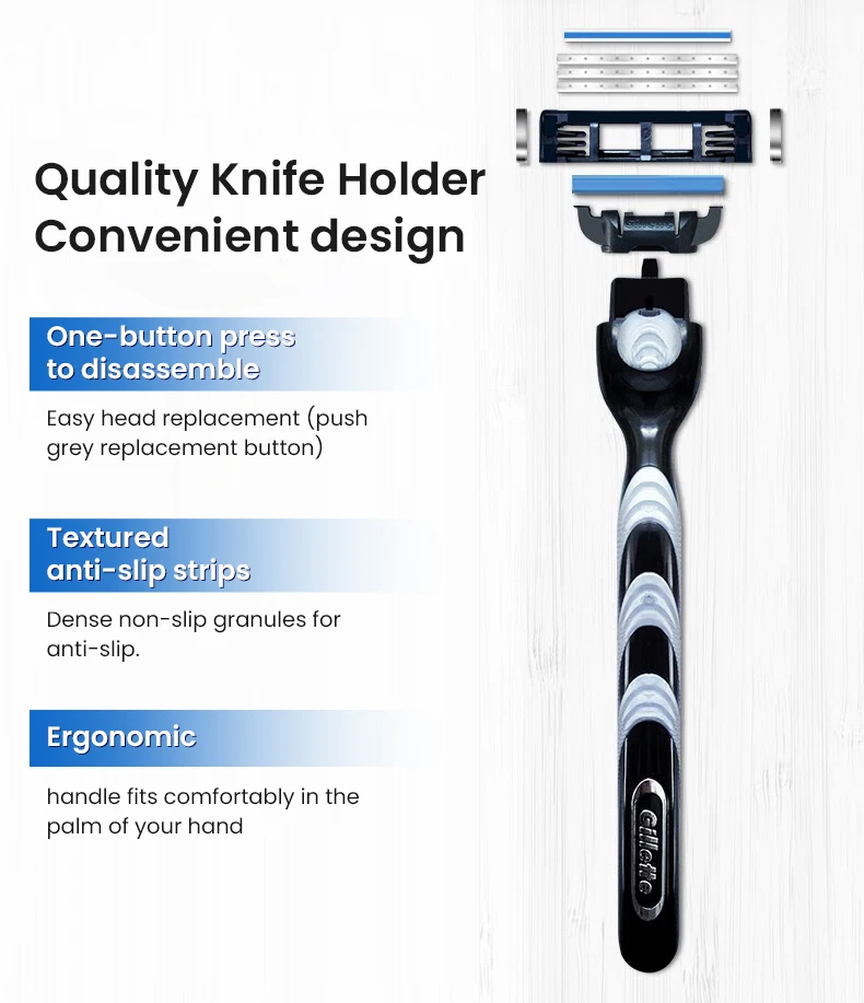 Männer Gillette Rasiermesser Mach3 Nano-Grade 3-Lagen-Klingen rutsch fester Griff Schnell wechsel Rasier köpfe Herren manuelle Rasierklingen gesetzt