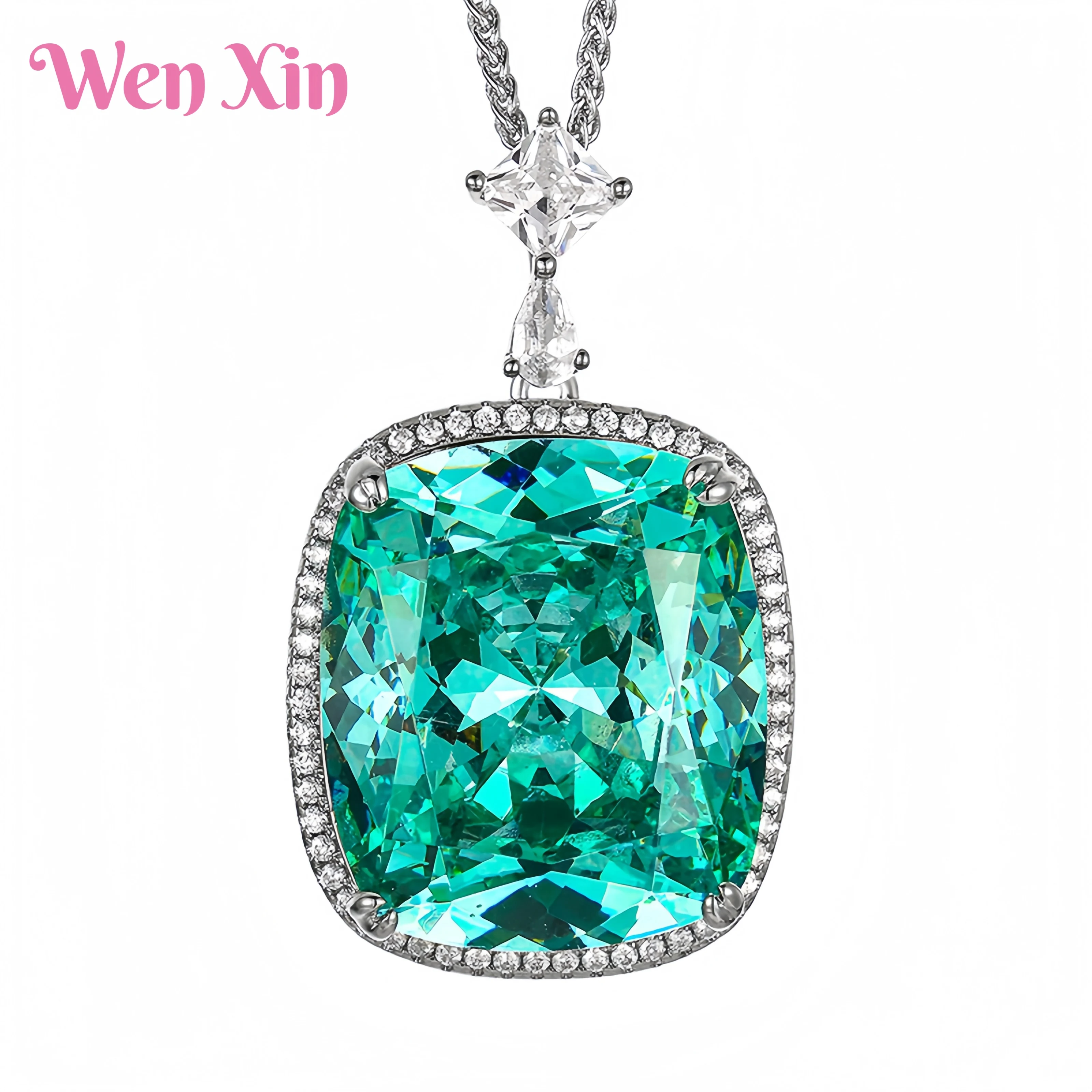 

WENXIN Brand MUSHAN MCT New Top Grade Simulated Pala Green Luxury Pendant Necklace Jewelry Fashion Jewelry Accessories