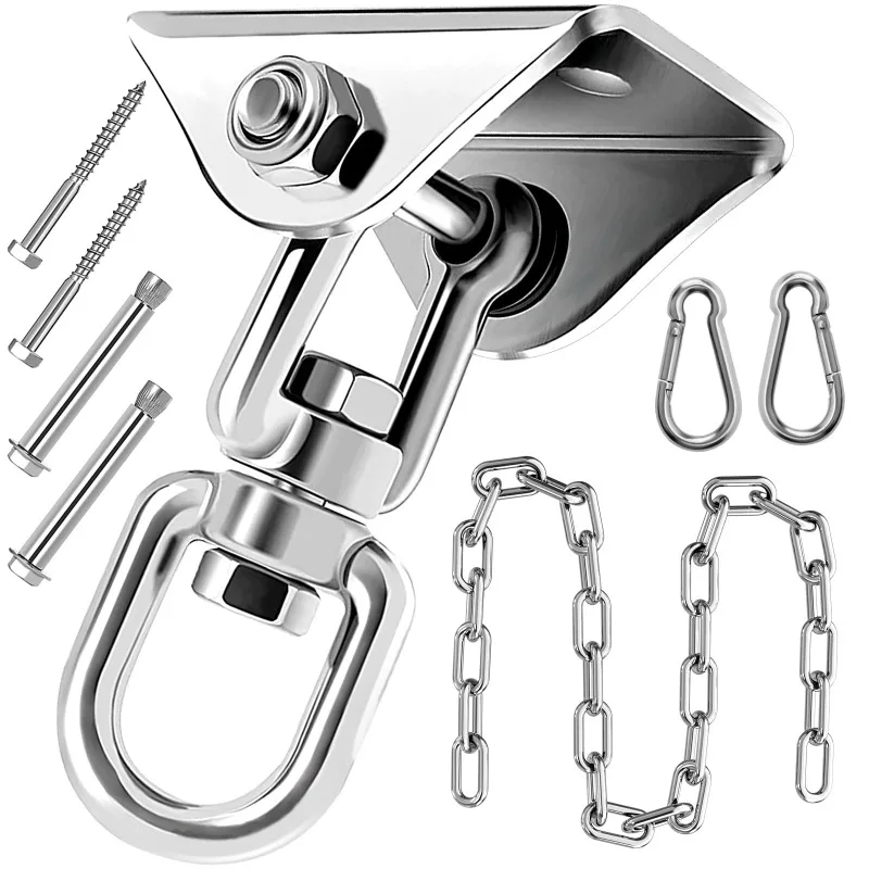 

Hammock Hanging Kit with Swing Chain, Stainless Steel Heavy Duty Hammock Hooks, 360° Swivel Hanging Kit for Yoga, Hammock Chair