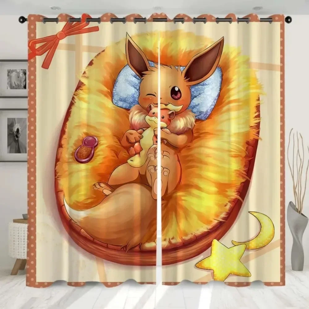 

Плотная занавеска с рисунком Пикачу, 2 шт., украшение для детской спальни, солнцезащитная занавеска для гостиной, настраиваемая.