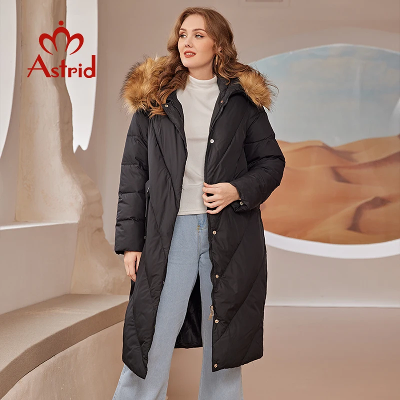 Astrid Winter Jacket Women 2022 Real Fox Fur Oversize Quilted Coat Long Fashion Hooded Thick Warm Women\'s Parka Female Clothing