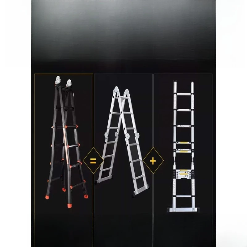 

Telescopic ladder Aluminum alloy thickened herringbone ladder Folding multi-functional straight ladder for Little Giant project