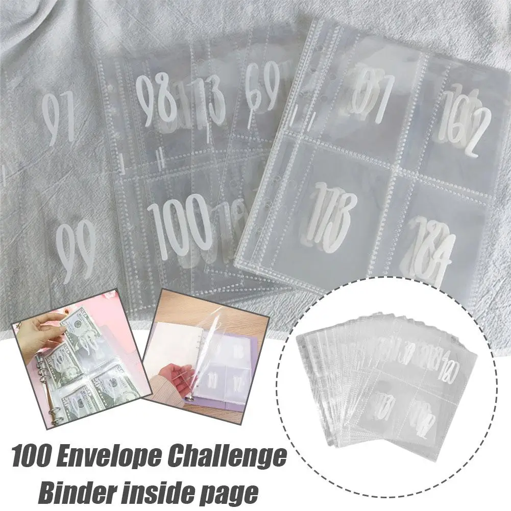 100 Envelope Challenge Binder A5 Cash Saving Book Double-Sided Savings Page Days Notebook Loose Couple Challenge 00 K2J2