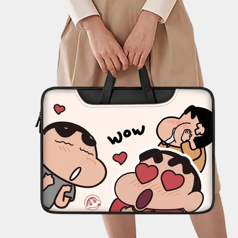 Disney Stitch Crayon Shin-chan Cartoon Cute Portable Large Capacity Computer Bag Tablet PC Lightweight Simple Storage Bag Gift