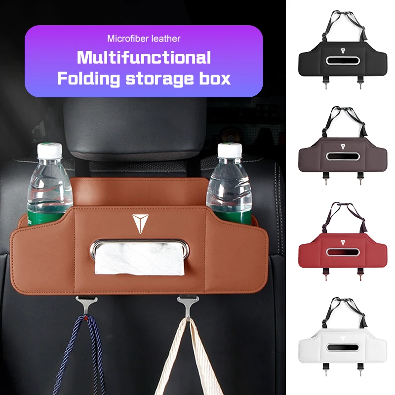 

For Changan Deepal S07 S7 L07 SL03 2023 2025 Car Seat Back Storage Box Foldable Multi-Function Organizer Tissue Cup Phone Bag