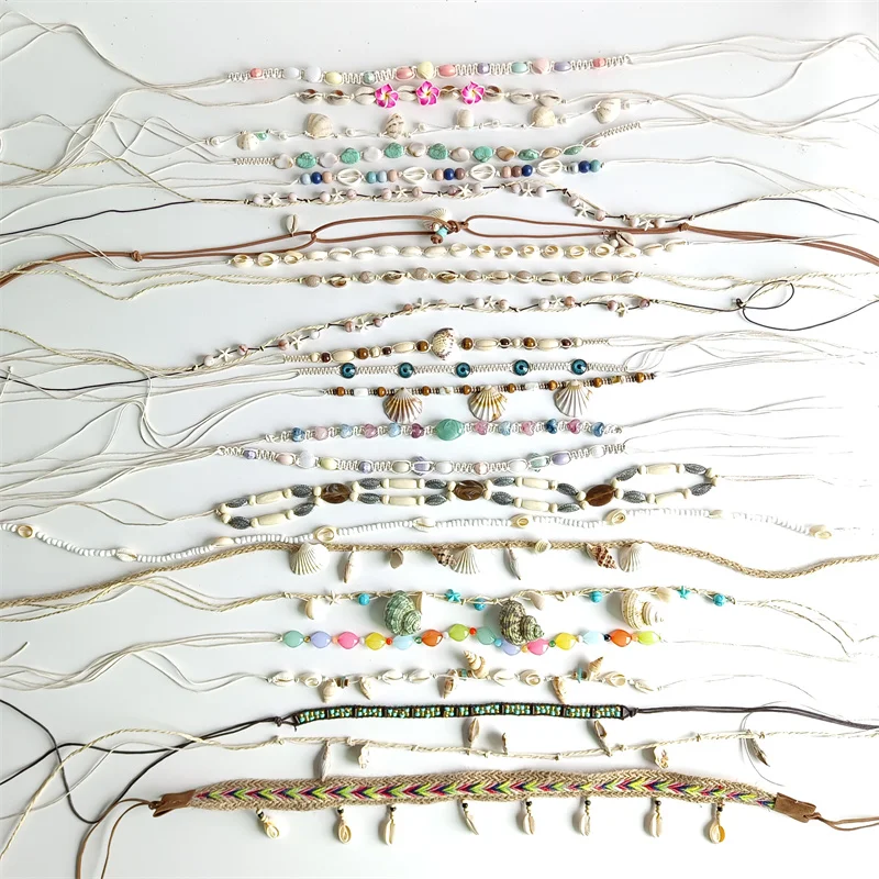 Shell Accessories ethnic style knitted belt tie headband waist ornaments men and women hat accessories