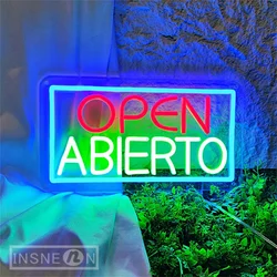 Letreros de neón abiertos para decoración de pared, señal de luz LED española para cafetería, sala de estudio, discoteca, Club, Bar, restaurante