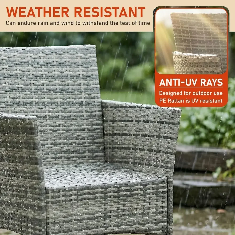 3 Pieces Patio urniture Outdoor Bistro Set Outdoor&Indoor Contion Set Coee Table Chairs Set or 2 with Water-Resistant Cushions o view 3