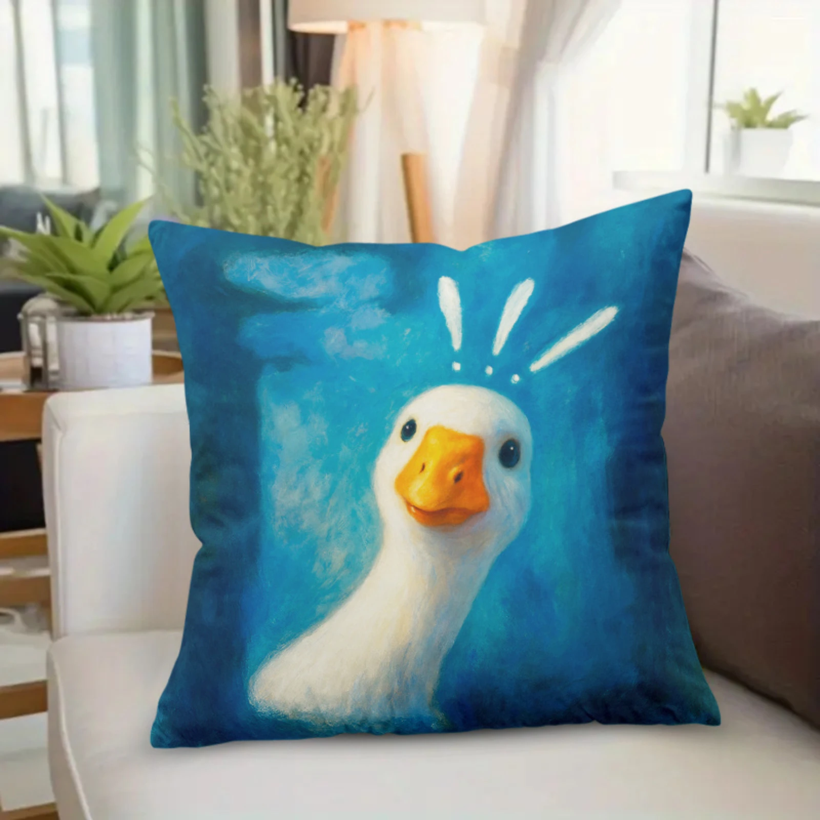 Curious Goose Design Pillow Cover Decorative Pillow Case Modern Home Decor Cushion Cover Suitable for Sofa Bed And Bedroom