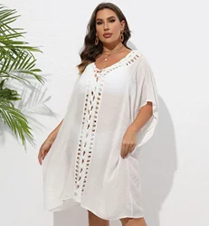 sukienki plus size sukienki w Europie i Ameryce plus size damskie szydełkowe szwy luźna bluzka bikini na plażę.