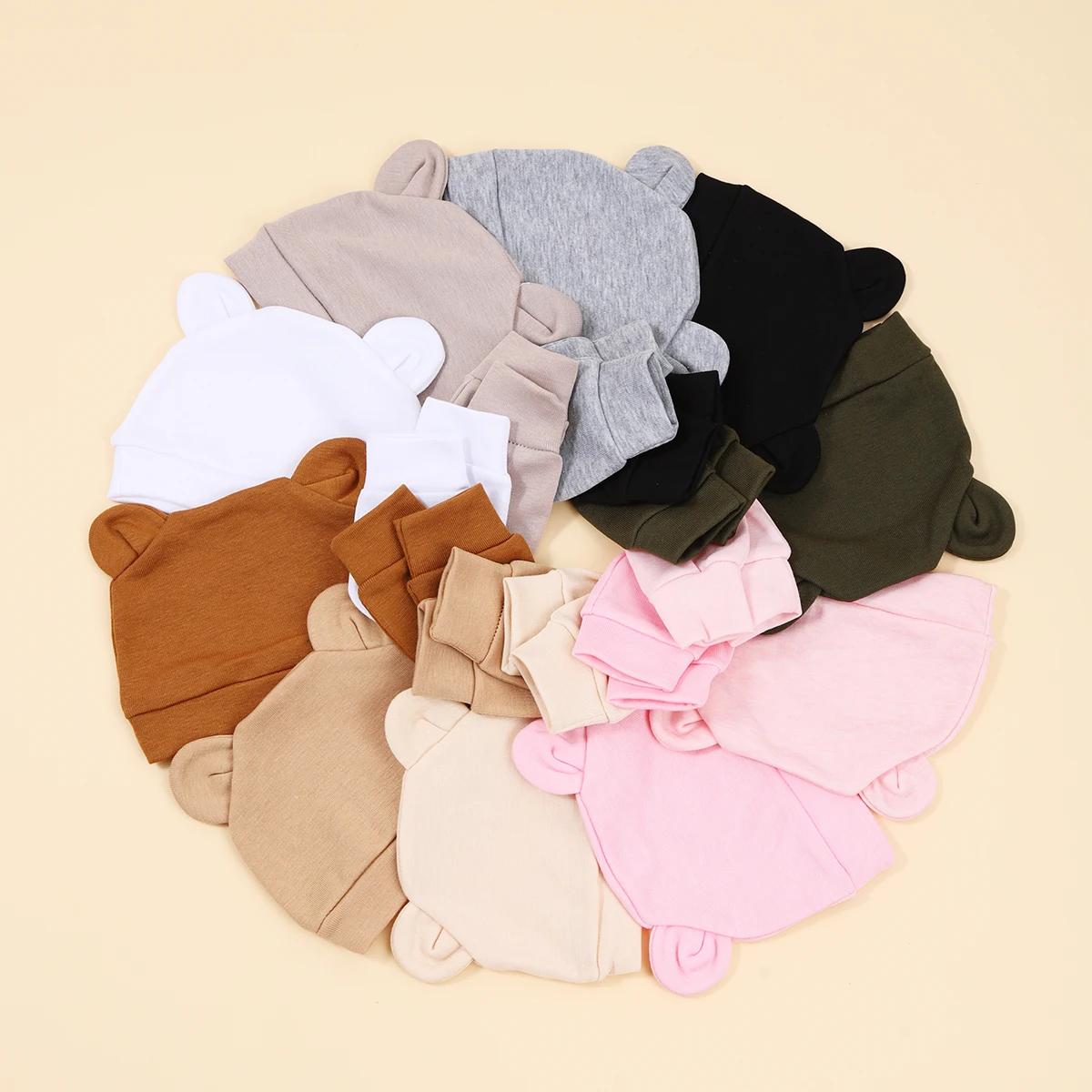 طفلة قبعة قفازات مجموعة القطن قبعة الوليد للفتيات اكسسوارات الطفل قبعة طفل رضيع بونيه القبعات هدية المولود الجديد