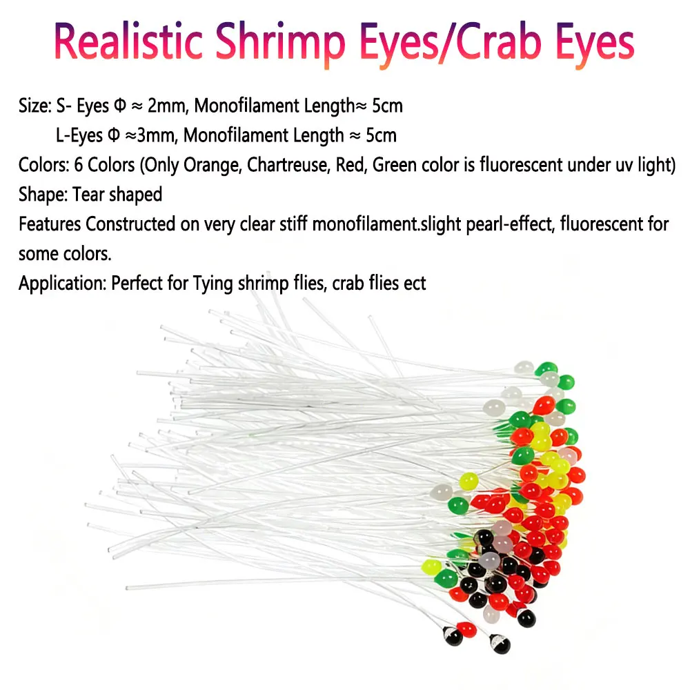 Bimoo 20/30pcs Shrimp Eyes Crab Eyes Fly Tying Materials 2mm 3mm Lure Eyes For Crab Shrimp Fly Saltwater Pike Flies Fishing Eyes