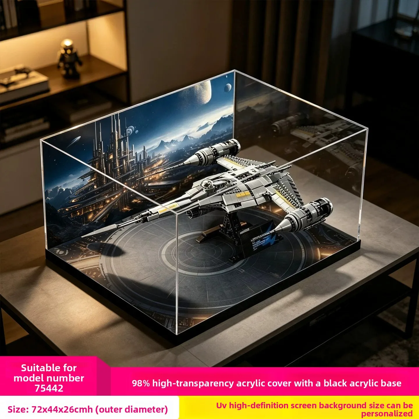 High-definition acrylic dust-proof display and storage box for LEGO 75442 Starship building block set
