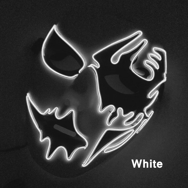 Melbourne Shuffle Rave Tanz Leuchtende Maske Handgezeichnete Gemusterte Leuchtmaske für Jugendliche Coole Halloween Cosplay Performance Requisiten – Detail 22