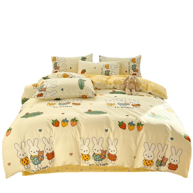 

Cartoon Printed Four Piece Set of Pure Cotton Children's Bed Sheets, Quilts, Bedding, Four Piece Set