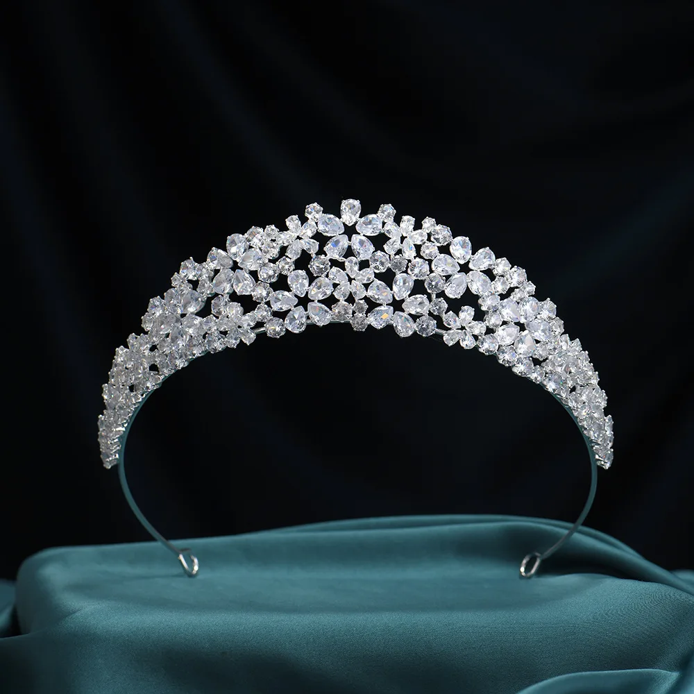 

Luxury Tiara For Bride Wedding Hair Jewelry Accessories Zircon CZ Bridal Tiara Crown Headdress Women Prom Party Pageant Diadem