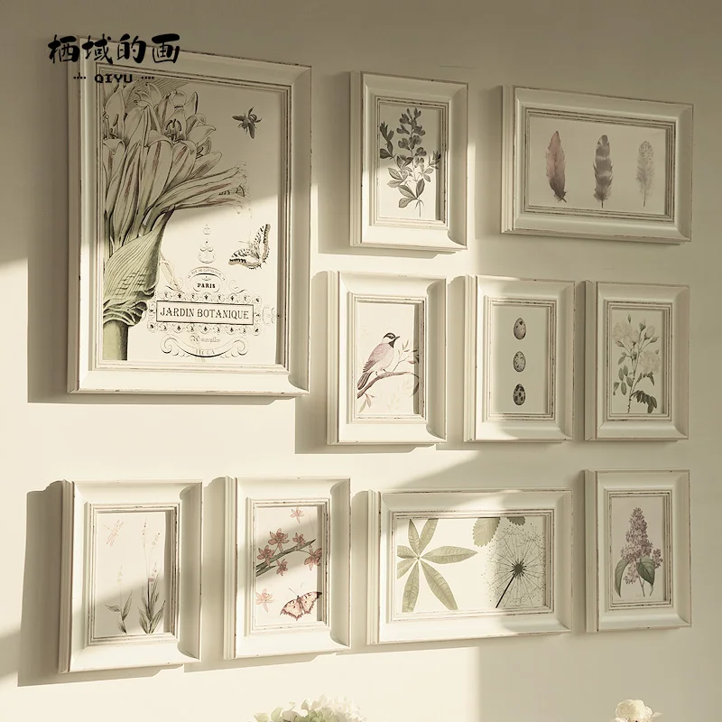 

European retro bedroom living room white wedding photo wall photo frame combination small fresh, photo wall, frame wall