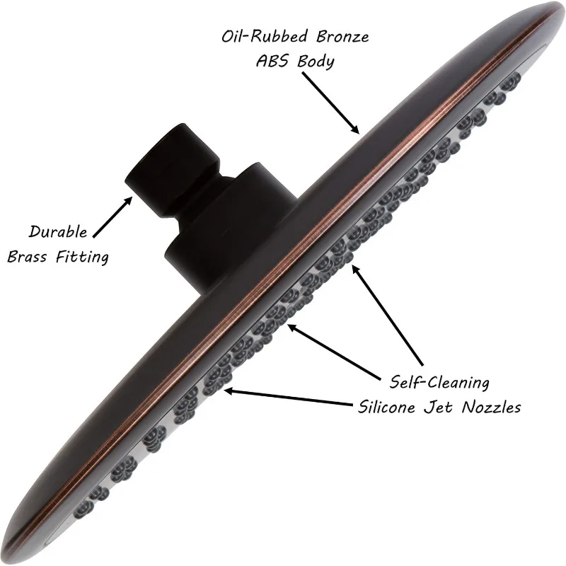 رأس دش شلال - رأس دش مطري كبير مقاس 9 بوصات - تدفق عالي الأفضل مع ذراع تمديد، 2.5 جالون في الدقيقة - برونز مفروك بالزيت
