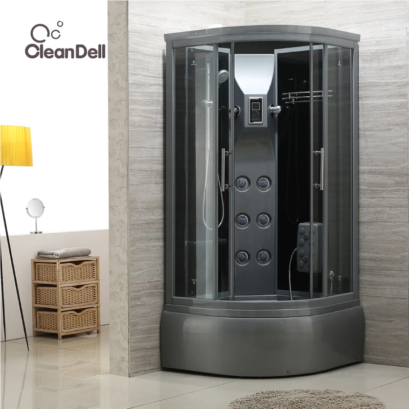 Gray Household Steam Integral Shower Room With Bathtub, Curved High Basin Bath Room Waterproof Bath Basin
