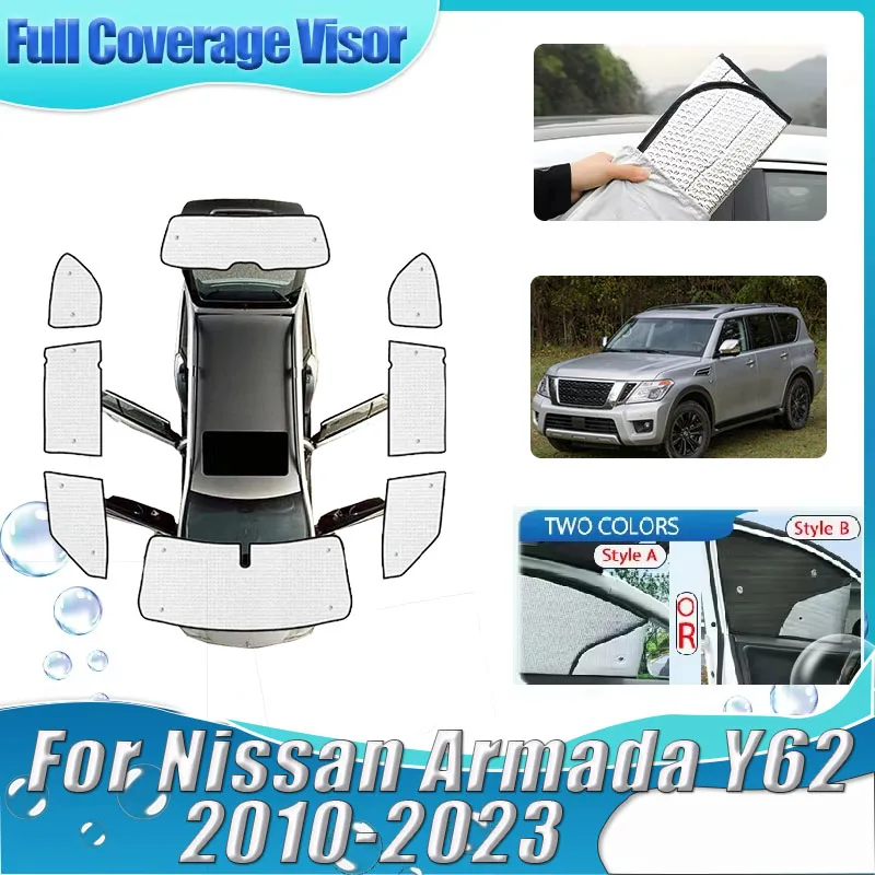 

Sun Shades For Nissan Armada Y62 Accessories Patrol 2010-2023 Full Privacy Windshield Visors Anti-UV Ray Covers Car Accessories