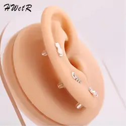 1PC Soft Silicone Ear Model For Jewelry Display 1:1 Human Ear Model Simulation With Acrylic Display Teaching Tools Practice Ear