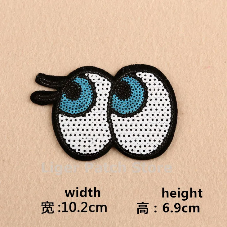 2017 New Patch Sew on 3-10 pcs Eyes in sequins Embroidered patches sequin motif DK Fashion Motif Applique embroidery accessory