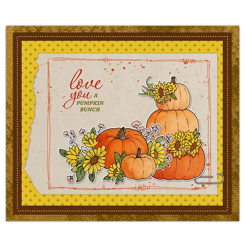 Autumn Harvest Pumpkin Sunflower Flower Clear Stamp Metal Cutting Dies Set Stencil DIY Scrapbooking Thanksgiving Card Craft Mold