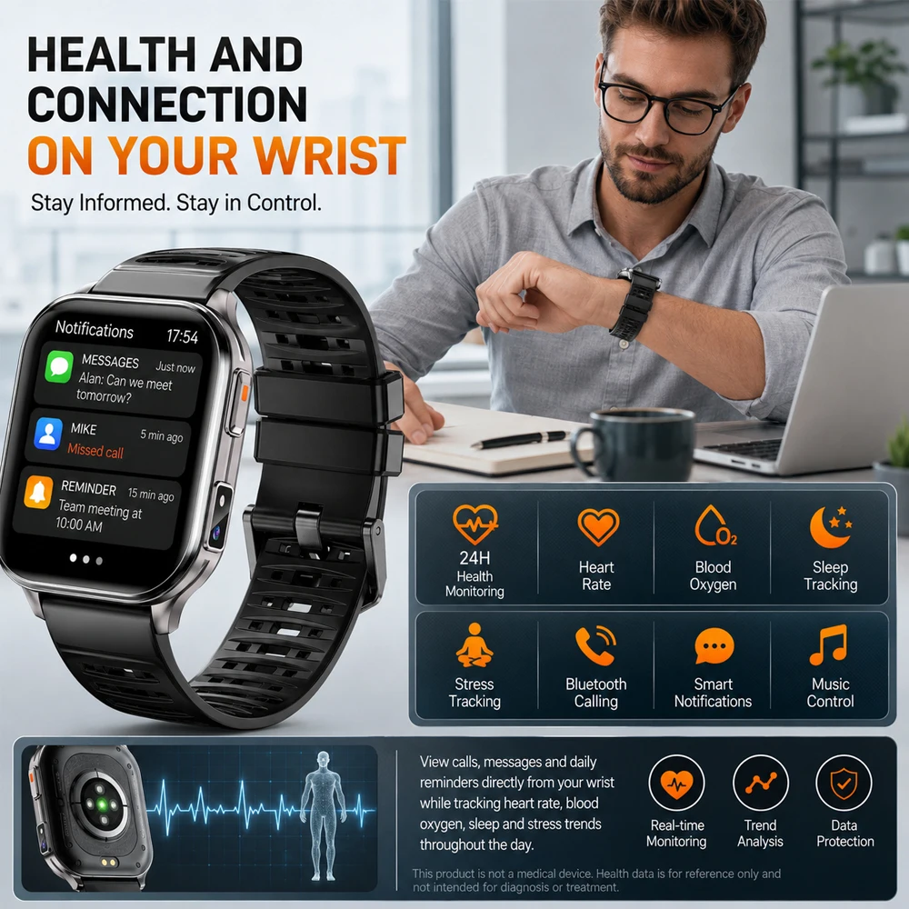 2026 Smart Watch with Camera, 256MB Large Memory, Bluetooth Calling, Health Monitoring, Waterproof Sports Watch for Men Women - view 5
