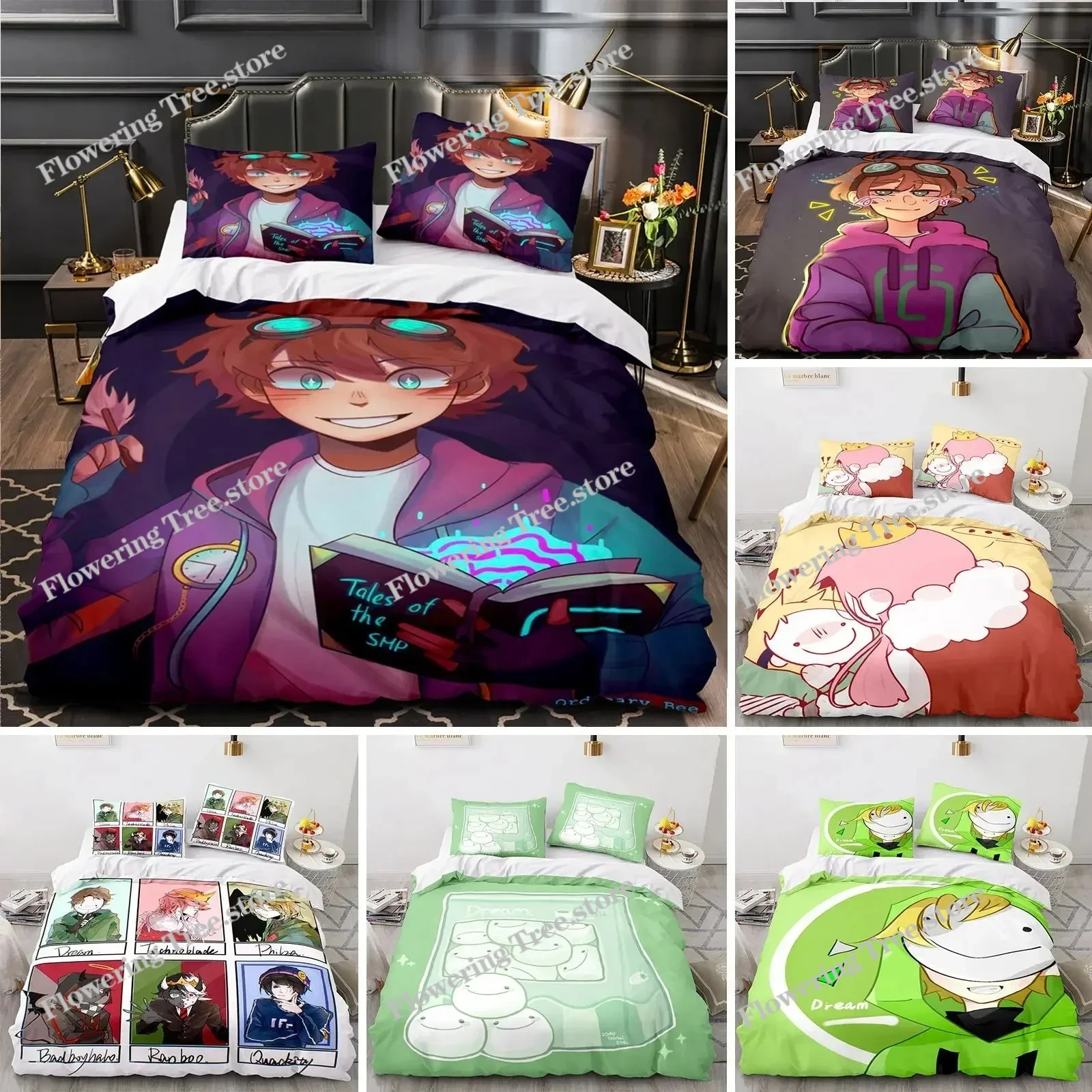 

3D Printed GeorgeNotFound Bedding Set Dream Merch Ranboo Duvet Cover Double Twin Full Queen King Adult Kids Quilt Cover