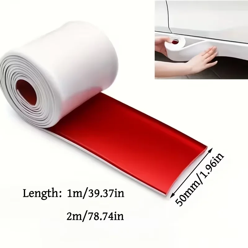 1PC 1/2m Self-Adhesive Car Door Edge Bumper Strip Scratch Resistant Protective Film Carbon Car Door Edge Wrapping Sticker