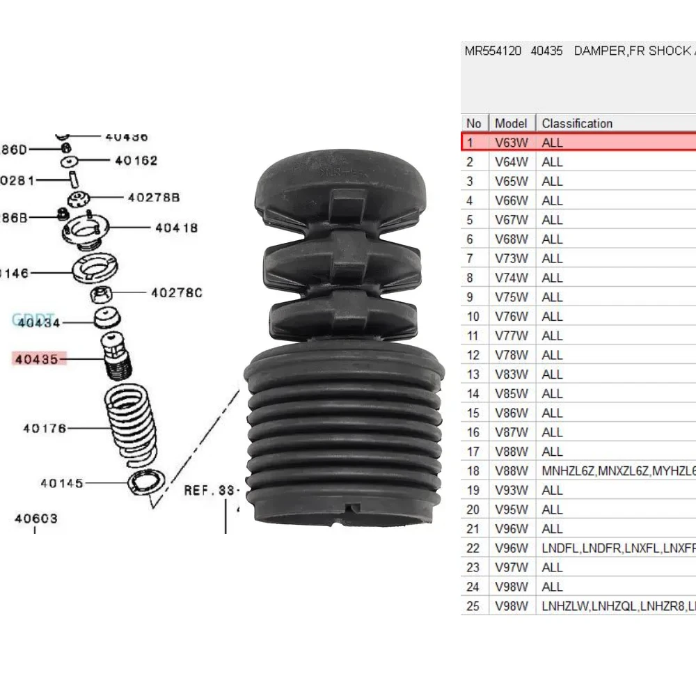 1 Piece Front Shock Absorber Damper Rubber for Pajero V90 V80 Front Shock Buffer Block Dust Cover for Montero V70 V60 MR554120
