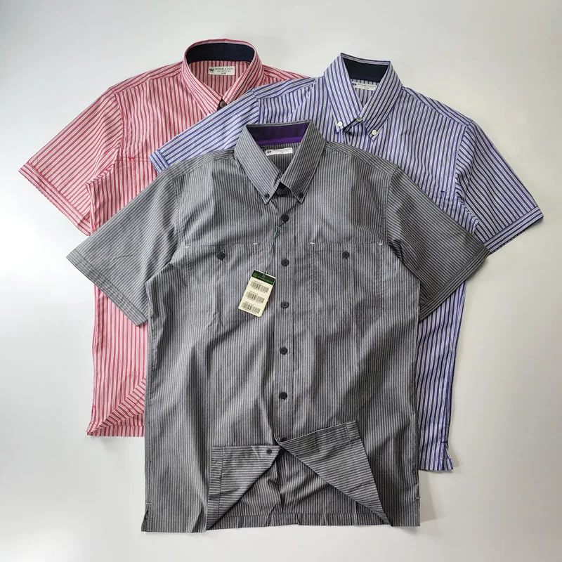 

Summer Men's Slim Fit Short Sleeve Shirt Washed Plaid Thin Comfortable Skin-Friendly Simple Japanese Style Fashionable Blouse