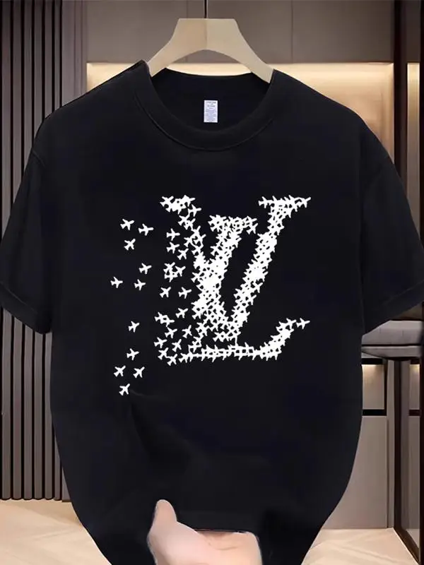 

Men's Crew Neck Printed Top High Quality Pure Cotton Short-sleeved T-shirt Spring and Summer Oversize Loose Large Size Clothing