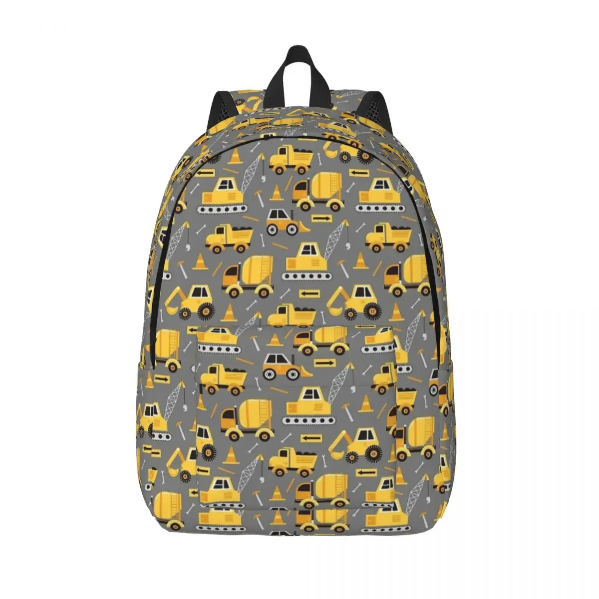 Caminhão de construção na mochila cinza para crianças, Sacos de livros escolares para meninos e meninas, mochila estudantil, saco primário pré-escolar, ao ar livre