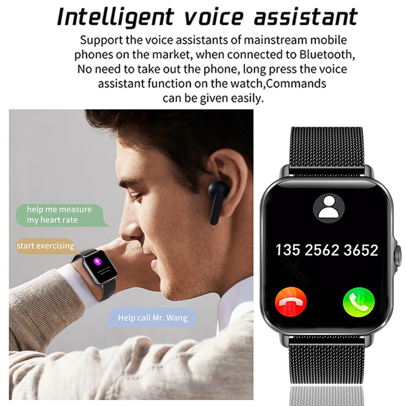 LIGE-Relógio inteligente para homens e mulheres, Bluetooth Answer Call, Full Touch Dial Call, Rastreador de fitness, IP67 à prova d\'água, caixa, novo