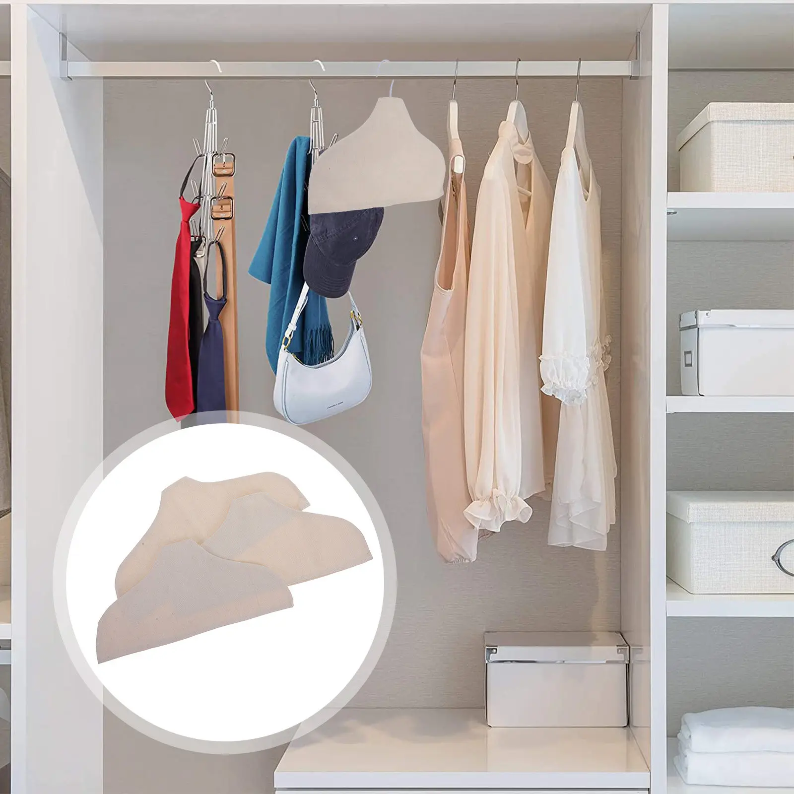 

3Pcs Cotton Linen Nonslip Hanger Covers Garment Shoulder Protector Clothing Store Display Organizer Breathable Cloth Hanger
